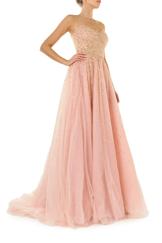 Strapless Embroidered Ball Gown