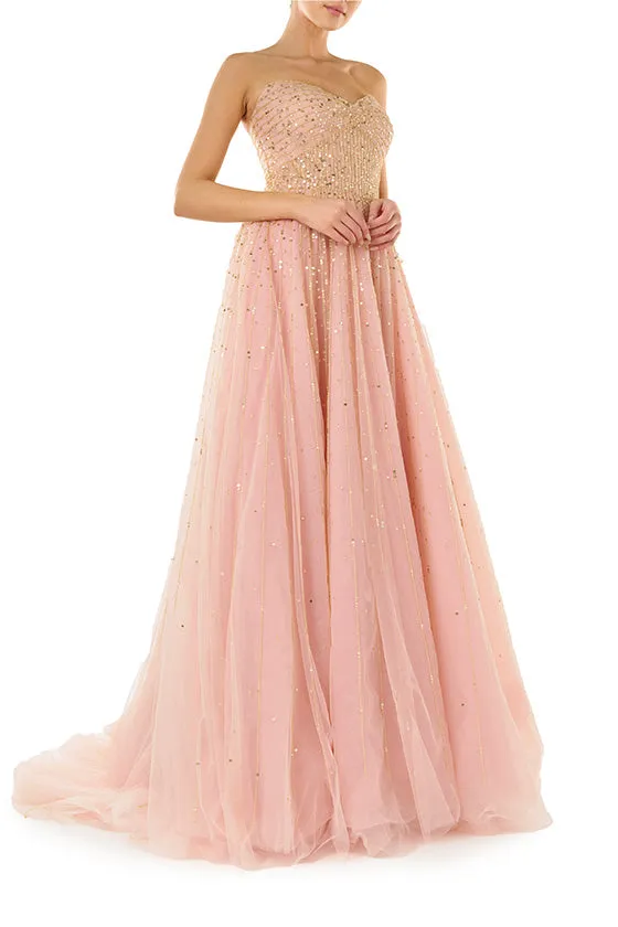 Strapless Embroidered Ball Gown