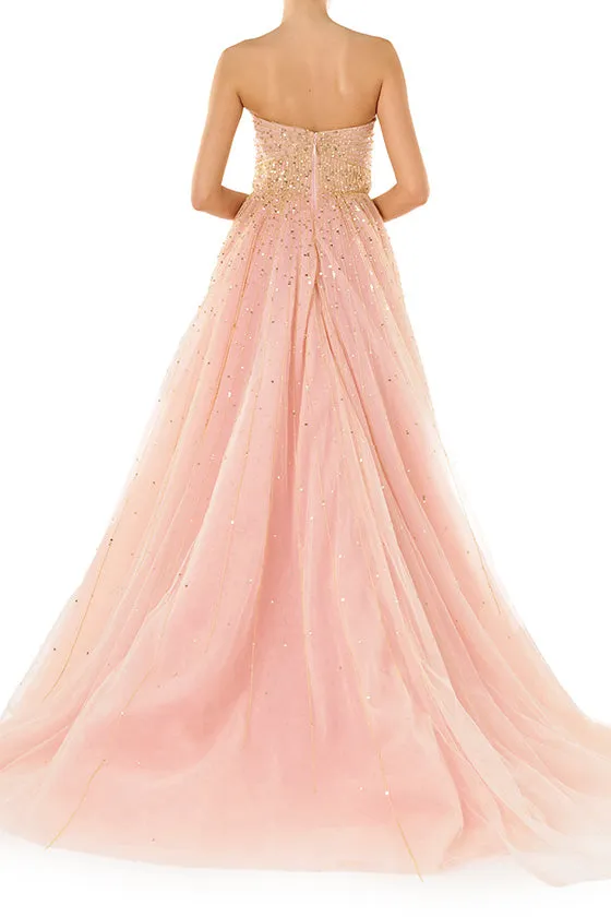 Strapless Embroidered Ball Gown