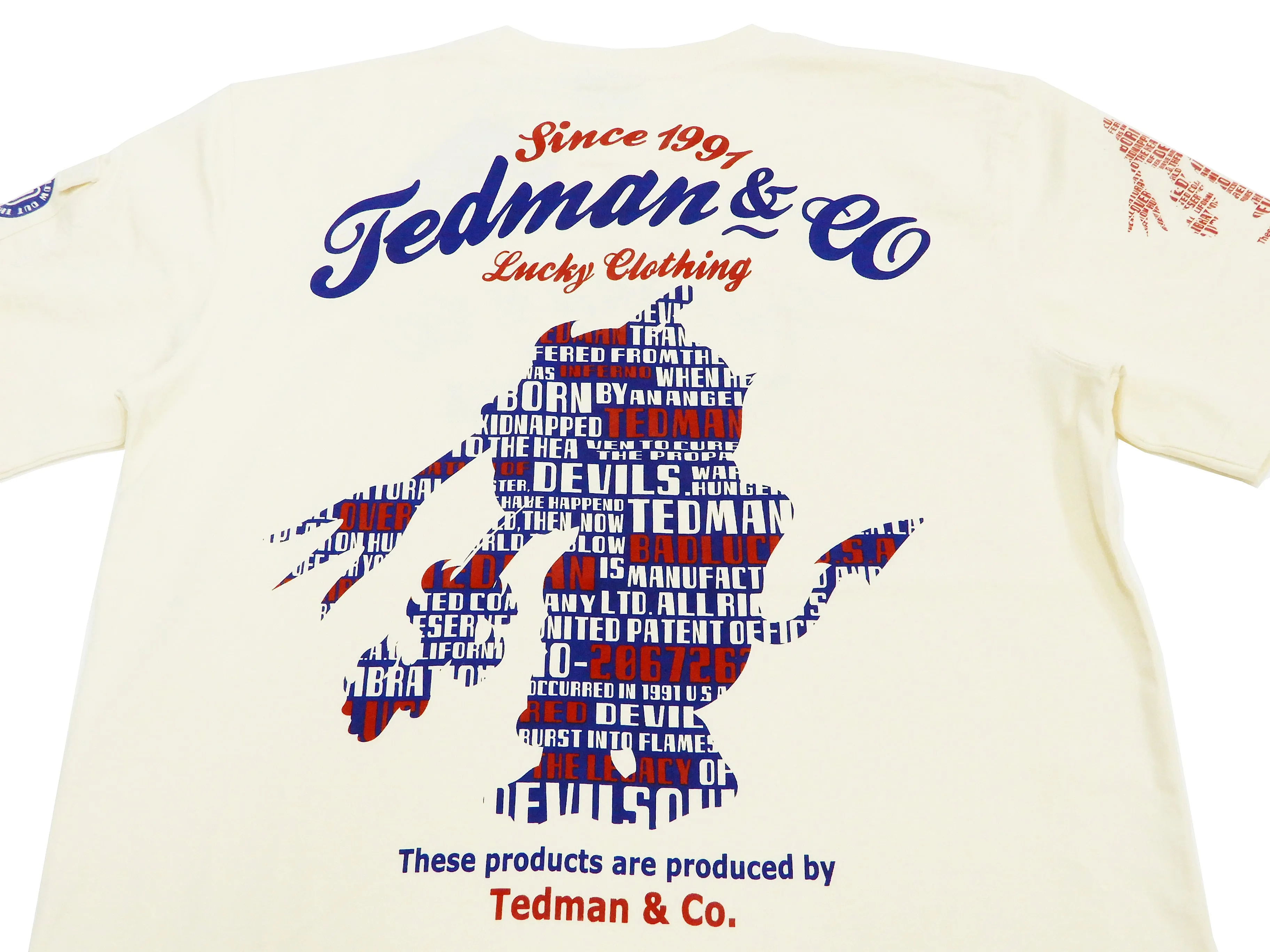Tedman T-Shirt Men's Lucky Devil Silhouette Graphic Short Sleeve Tee Efu-Shokai TDSS-546 Off-White