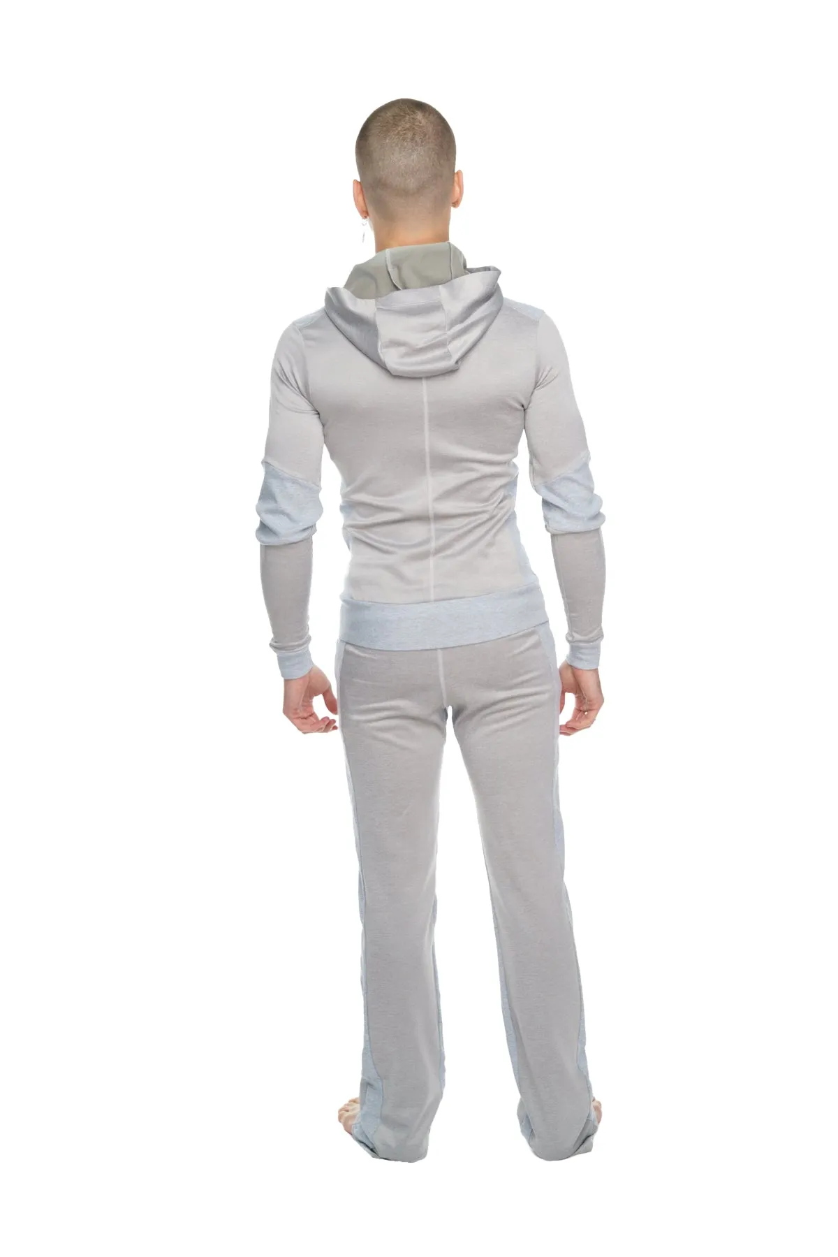 **Winter Collection** Mid-Weight LUXURY-Performance Fleece Form-fit Crossover Yoga Track Hoodie (Stainless Steel Grey)