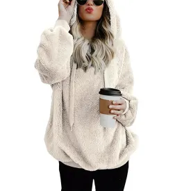 Women Hooded Faux Fur Coat  5XL Winter Jacket Wool Cashmere Coat Women Fashion Tops Casual Fur Jacket Fur Coat