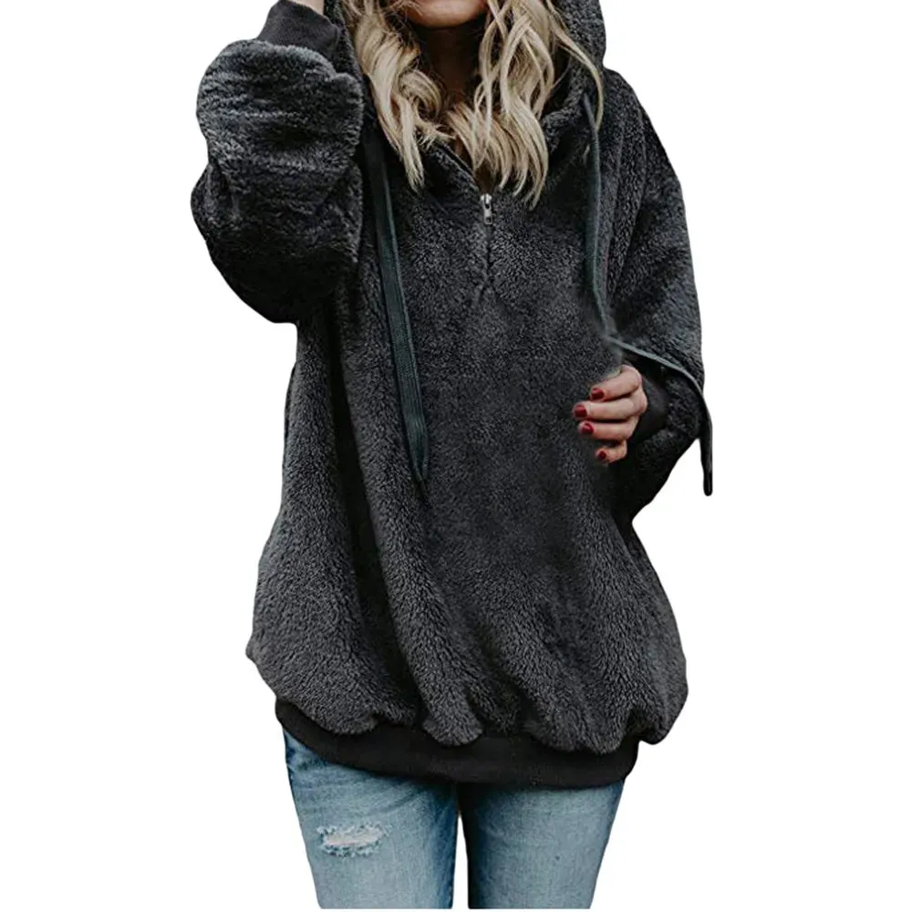 Women Hooded Faux Fur Coat  5XL Winter Jacket Wool Cashmere Coat Women Fashion Tops Casual Fur Jacket Fur Coat